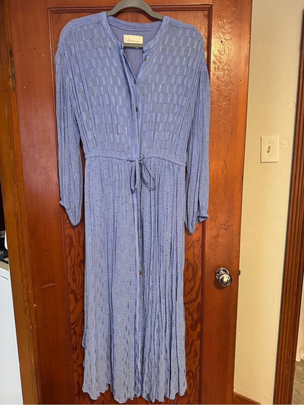 Anthropologie Button-Front midi Dress with Waist Tie